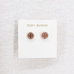 Tory Burch Miller Pavé Stud Earrings Rose Gold/Crystal OS